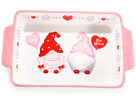 Ceramic pan with Gnometti in love decorations