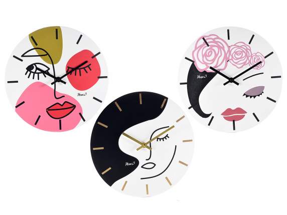 Wall clock wood decorations Womans face to hang