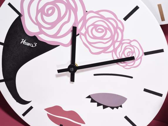 Wall clock wood decorations Womans face to hang