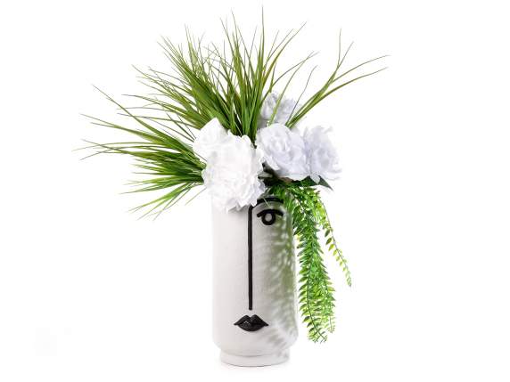 Gray magnesia flower vase with womans face