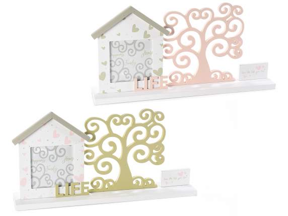 Wooden photo frame with Tree of Life decoration