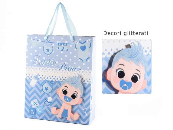 Medium bag - envelope in paper with 3D New Born decoration