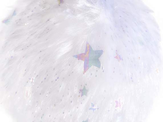 Set of 3 eco-fur balls w - stars and glitter to hang