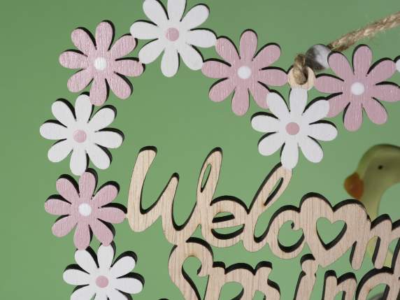 Wooden heart garland to hang with flowers