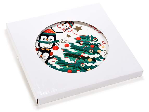 Glossy ceramic trivet with cork base to hang