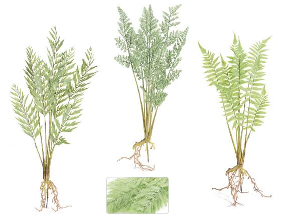 Artificial fern bunch with roots
