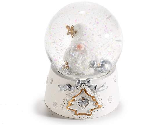 Boule à neige avec Père Noël et socle en résine décoré