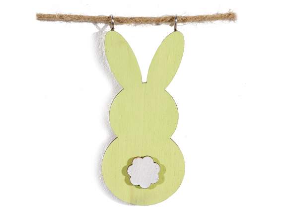 Rope garland with colorful wooden bunnies