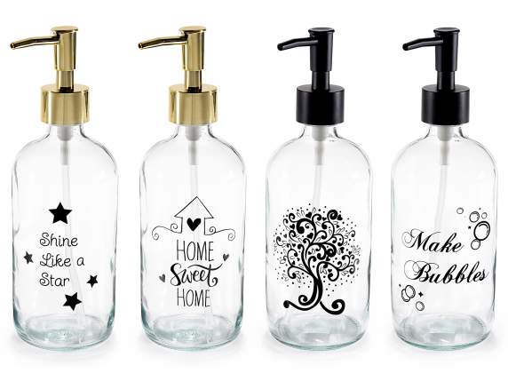 500ml Clear Glass Soap Dispenser with Decorations