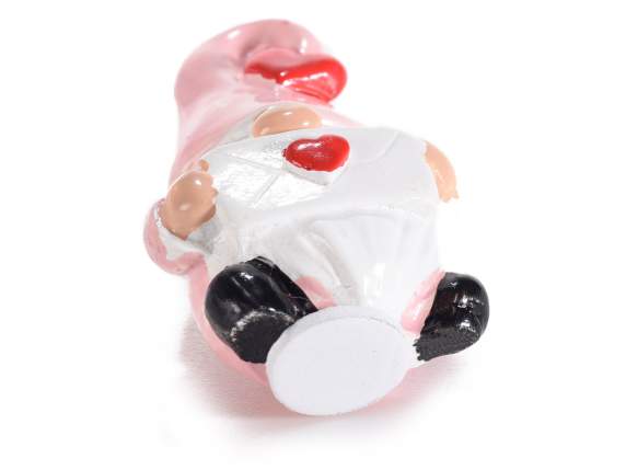 Gnome in resin with hearts with double-sided adhesive at the