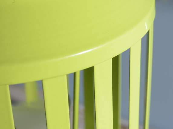 Lanterne en métal coloré avec bougeoir en verre