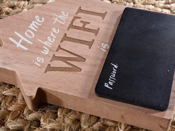 Decor din lemn cu tablă și cretă „Wifi” de agățat