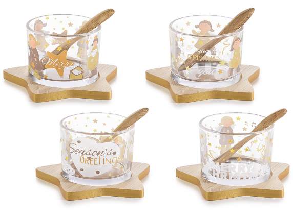 Service apéritif avec tasse, cuillère et plateau étoile