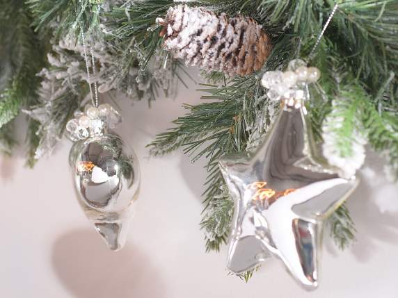 Décoration en verre argenté avec des pierres précieuses à ac