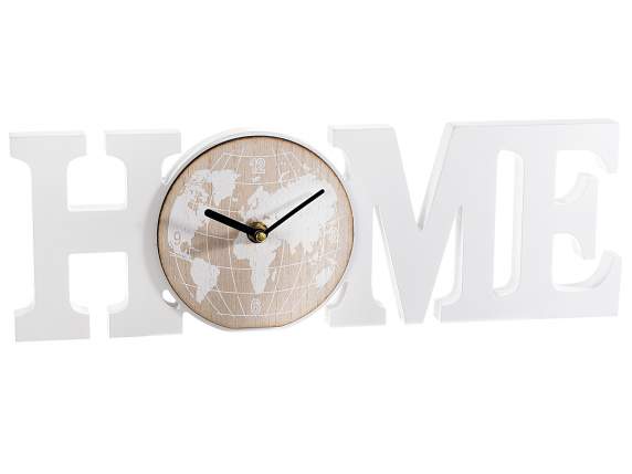 Horloge mondiale en bois écrite Home à accrocher et à placer