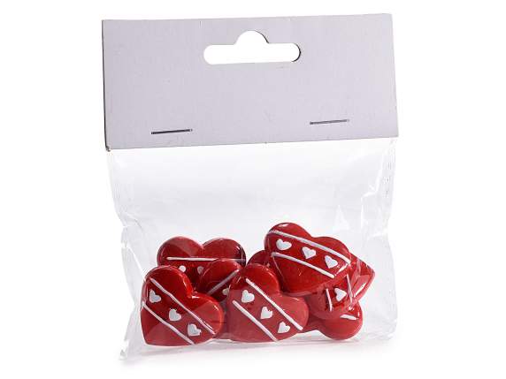 Pack de 8 décors coeur en résine avec biadhésif