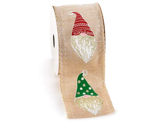 Ruban de Noël moulable avec Père Noël et paillettes dorées