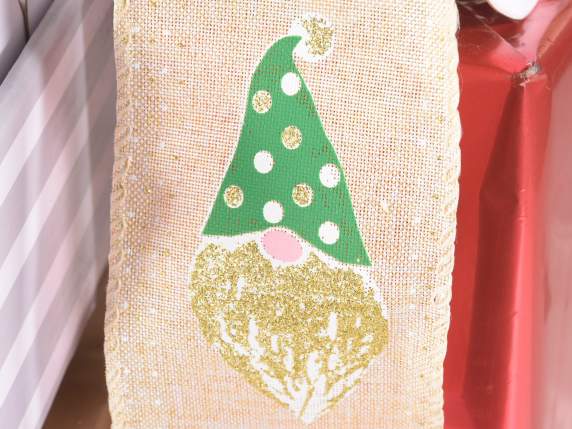 Ruban de Noël moulable avec Père Noël et paillettes dorées