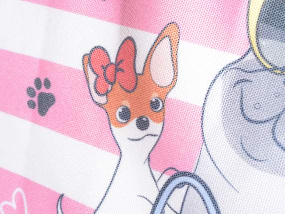 Sac cabas avec imprimé Happy dogs et anses en toile