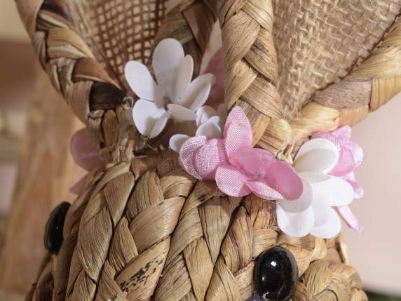 Braided fiber rabbit with striped dress