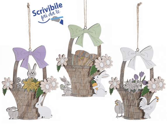 Colorful wooden hanging basket decoration