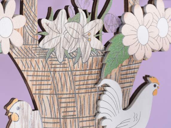 Colored wooden hanging basket decoration