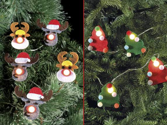 Decorative thread of Christmas subjects in cloth with LED
