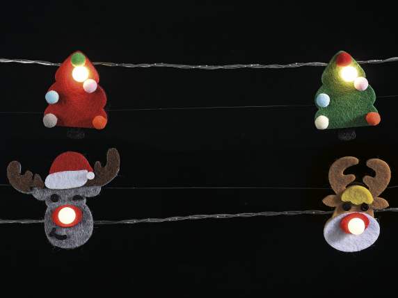 Decorative thread of Christmas subjects in cloth with LED