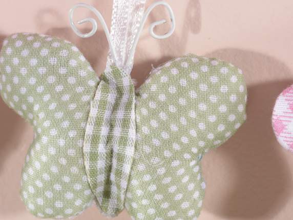 Box of 6 decorations in padded fabric to hang