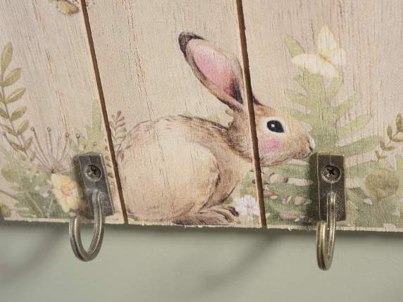 Wooden house with 3 hooks for key rings