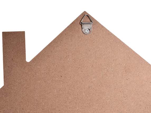 Wooden house with 3 hooks for key rings