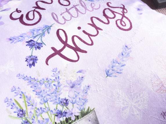 Padded cushion with removable cover with Lavender pompon