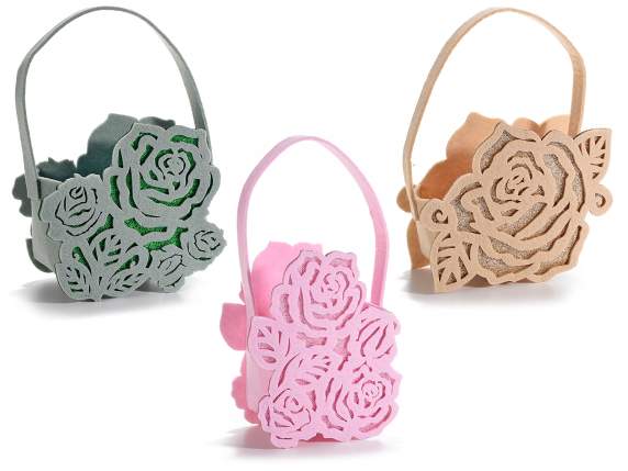 Handbag in RoseCuori cloth with glitter details