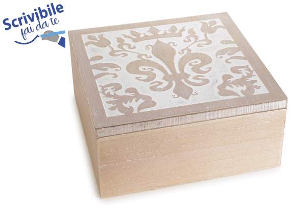 Wooden storage box Lily decoration