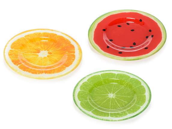 Round glass plate Tutti Frutti design