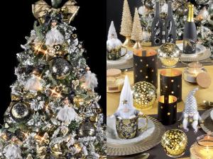 Sapin de Noël noir et doré